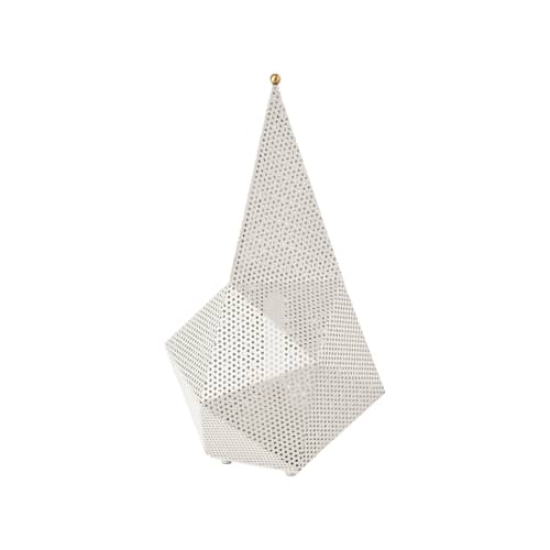 Lampe sans fil rechargeable Bagdad métal blanc / Mathieu Matégot, 1954 - Acier perforé - Gubi - Blanc crème - Acier perforé, Laiton