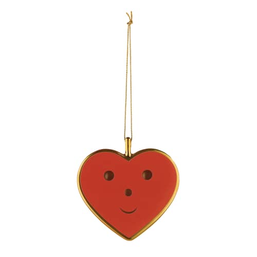 Palle di Natale Fleurs de Jorì ceramica rosso oro / Cuore e Cuora - Porcellana dipinta a mano - Alessi - Cuore - Porcellana