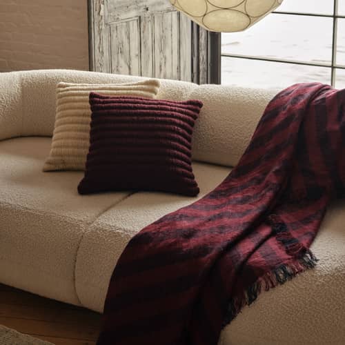 Plaid Band rouge / 160 x 200 cm - Lin & coton - Tom Dixon - Rouge & noir - Coton, Lin