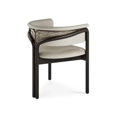 Poltrona imbottita Volita INDOOR tessuto beige - MORPHO - Bruco Beige / Marrone scuro - Metallo, Schiuma ad alta densità, Teak massello, Tessuto ciniglia