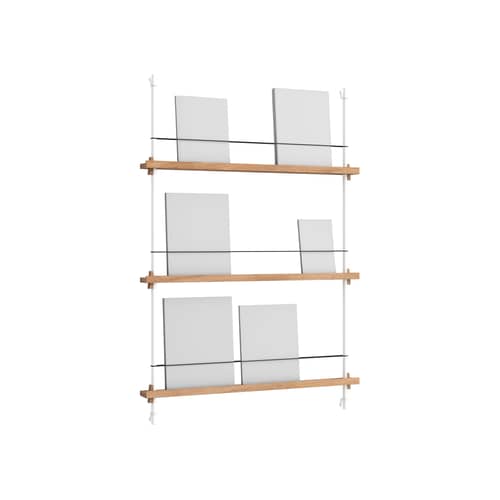 Regal Magazine Shelving – MS.115.1 holz natur / Für Bücher und Zeitschriften - B 85 x H 123 cm - MOEBE - Eiche natur / Weiß - MDF Eichenfurnier, Stahl