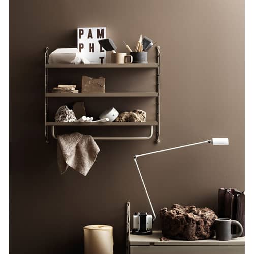 String® Pocket Shelf metal white / Perforated metal - W 60 x H 50 cm - String Furniture - White - Lacquered steel