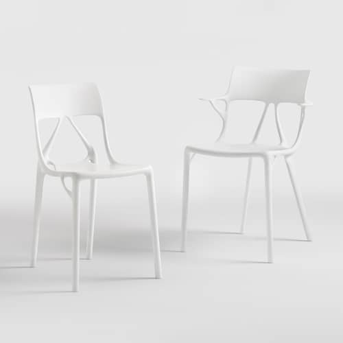 A.I. Lite Stacking chair plastic material white / Designed by artificial intelligence - Recycled - Kartell - White - Recycled PMMA