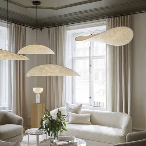 Suspension Tense LED Medium / Ø 90 cm - Tyvek - NEW WORKS - Ø 90 cm - Carbone, Tyvek