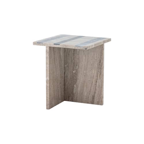 Table d\'appoint Clea marbre beige / 35,5 x 35,5 x H 40 cm - Bloomingville - Beige / Rayures noires - Marbre