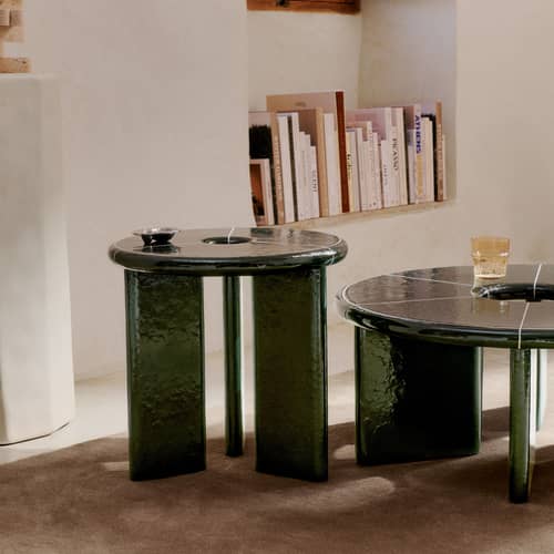 Table d\'appoint Deya vert / Ø 47 x H 45 cm - Béton émaillé - Ferm Living - Vert foncé - Béton