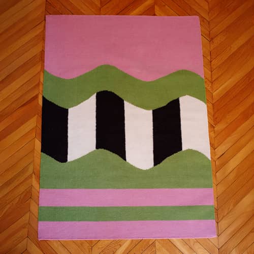 Tapis Vertigo / 90 x 55 cm - Tissé main - COLORTHERAPIS - 90 x 55 cm - Laine vierge de Nouvelle-Zélande