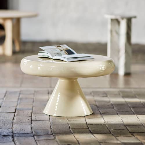 Tavolino Ricko metallo beige / Ø 60 x H 35 cm - Bloomingville - Beige - Ferro, MDF
