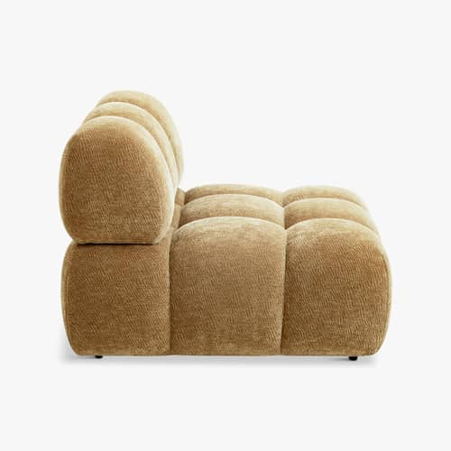 Gepolsterter Sessel Waffle textil braun / Sofa modulierbar - NV GALLERY - Camel, gekreppt - Gewebe, High Density-Schaum