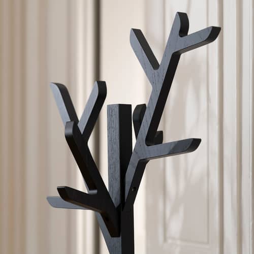 Attaccapanni in piedi Ambroise legno nero / H 158 cm - Rovere - Hartô - Nero - MDF rivestito in rovere tinto