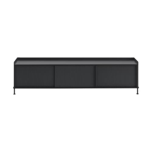 Buffet Enfold metallo legno nero / L 186 x H 48 cm - Muuto - Nero - Acciaio laccato, Rovere massello laccato