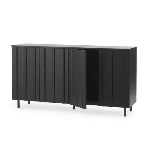 Buffet Rib bois noir / L 159 x H 86,5 cm - Normann Copenhagen - Noir - Chêne massif, Placage de chêne