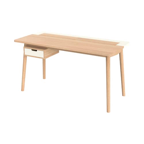 Bureau Honoré bois blanc / Chêne - Hartô - Chêne / Blanc - Chêne massif, MDF plaqué chêne