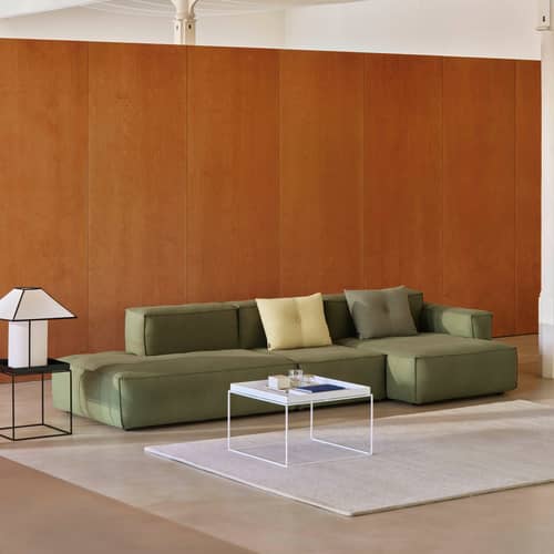 Canapé d\'angle Mags Soft Low Armrest n°4 gris clair / 3 places -  L 331 cm/ Accoudoir droite - Hay - Accoudoir droite / Gris clair (tissu Turf) - Contreplaqué, Mousse polyuréthane HR, Tissu