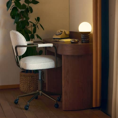 Sedia da ufficio Celesta tessuto beige - NV GALLERY - Beige maculato / Rame antiquato - Ferro, Schiuma ad alta densità, Tessuto
