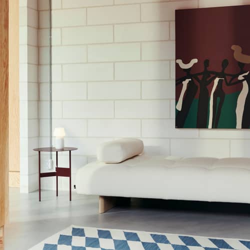 Dormeuse Quilton Lift tissu beige / 210 x 105 cm - Hay - Crème (Tissu Flamiber A5) / Chêne - Chêne, Mousse PU, Tissu