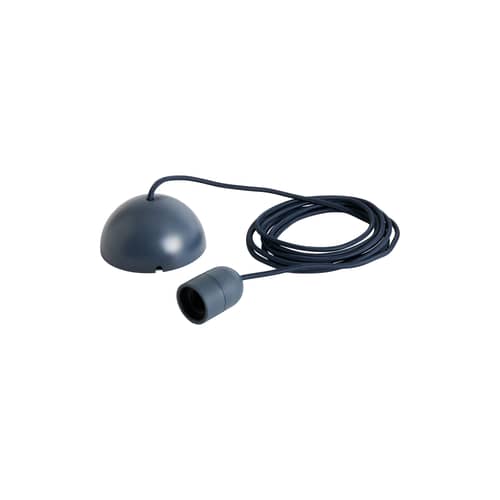Common Electrical system for suspension textile blue / 4-meter fabric-covered cable set with E27 socket and ceiling rose - Hay - Charcoal grey blue - ABS, Fabric, Polycarbonate