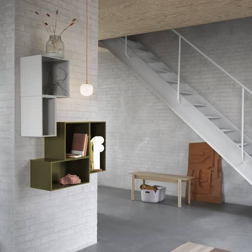 Etagère Mini Stacked / Medium carré 33x33 cm / Avec fond - Muuto - Vert kaki - MDF peint