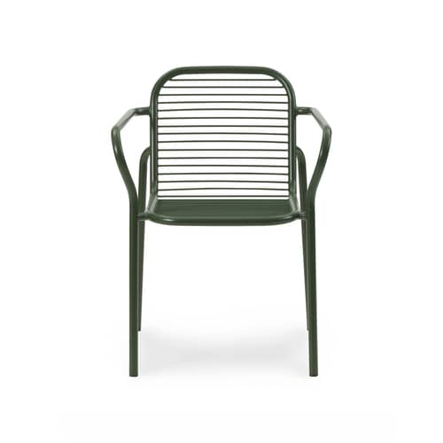 Fauteuil de repas empilable Vig métal vert - Normann Copenhagen - Vert foncé - Acier thermolaqué