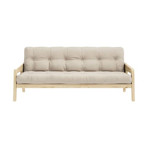 Divano convertibile Grab legno beige / L 204 cm - 3 posti - KARUP DESIGN - Beige chiaro 747 / Pino chiaro - Espanso, Fibre riciclate miste, Pino massello certificato FSC, Tessuto