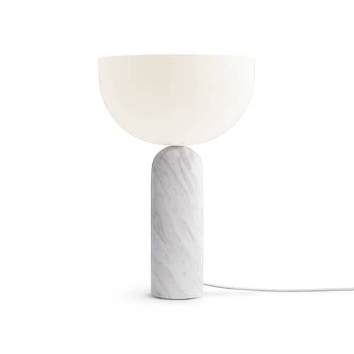Lampe de table Kizu Large marbre blanc / Base marbre - H 45 cm - NEW WORKS - Marbre blanc - Acrylique, Marbre