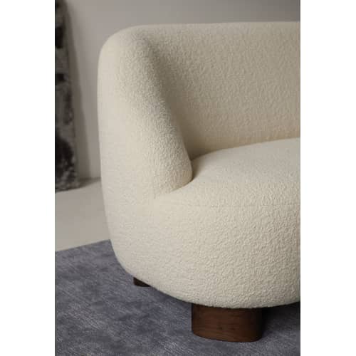 Margas LC3 Straight sofa textile beige / Bouclé fabric - L 160 cm - &tradition - Beige (bouclé fabric) / Walnut - HR foam, Polyester wadding, Terrycloth, Walnut, Wood