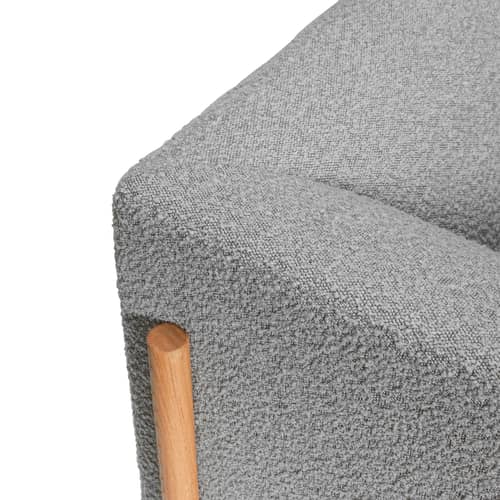 Divano destro Moment Large tessuto grigio / L 257 cm - Tessuto bouclé - HÜBSCH - 3 posti / Grigio e Rovere - Rovere, Schiuma di poliuretano, Tessuto bouclé