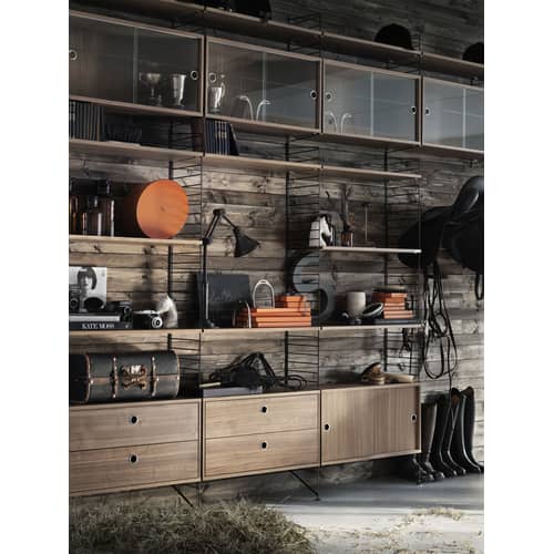 Montant de sol / à l\'unité - H 200 x P 30 cm - String Furniture - Noir - Acier laqué