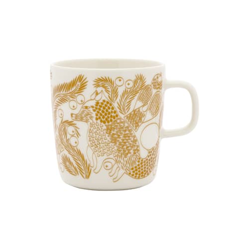 Mug Piirto Ketunmarja céramique blanc / 40 cl - Marimekko - Ketunmarja / Bronze & blanc - Grès