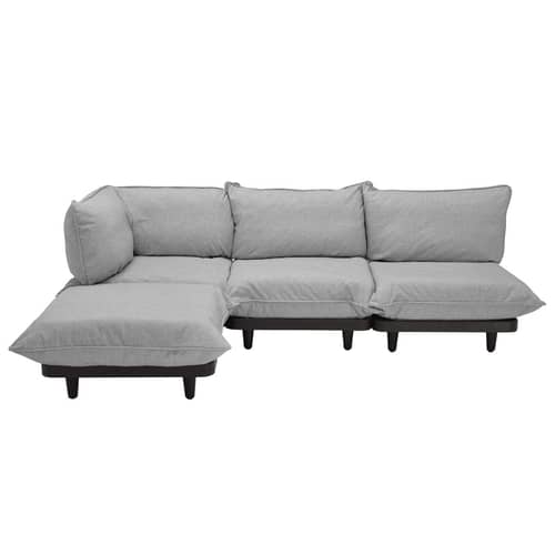 Canapé de jardin 4 places Paletti set / Accoudoir gauche - L 280 x 190 cm - Fatboy - Gris pierre - Acier, Mousse polyester, Polyéthylène recyclé, Tissu oléfine