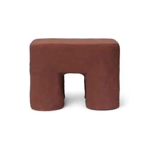 Kinderhocker Podo papierfaser braun / Recycelt - 34 x 28 x H 25 cm - Ferm Living - Braunrot - Recycelte Baumwolle, Recycled cardboard