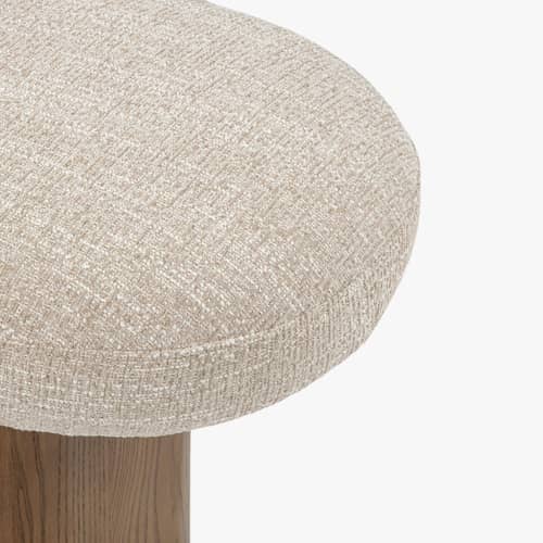 Gepolsterte Bank Popa textil beige / L 132,5 cm - NV GALLERY - Beige / Nussbaum - Gebeizte Massiveiche, Schaumstoff, Tissu Tweed