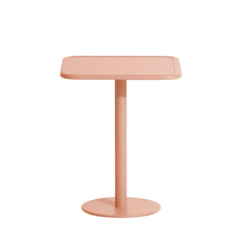 quadratischer Tisch Week-End metall rosa / Bistrot - Aluminium - 60 x 60 cm - Petite Friture - Rose Blush - Aluminium, thermolackiert und expoxidbeschichtet