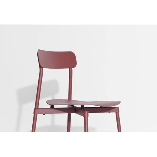 Sedia impilabile Fromme metallo rosso / Alluminio - Petite Friture - Rosso Marrone - Alluminio