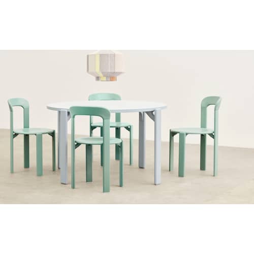 Rey Stacking chair wood green / By Bruno Rey x Dietiker, 1971 - Wood - Hay - Sea green - Beechwood plywood, Natural beechwood