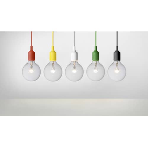 Suspension E27 plastique gris / Silicone - Ampoule incluse - Muuto - Gris foncé - Silicone