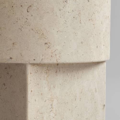 Table d\'appoint Column / Ø 25 x H 50 cm - Pierre naturelle - 101 COPENHAGEN - Beige (pierre Limestone) - Pierre