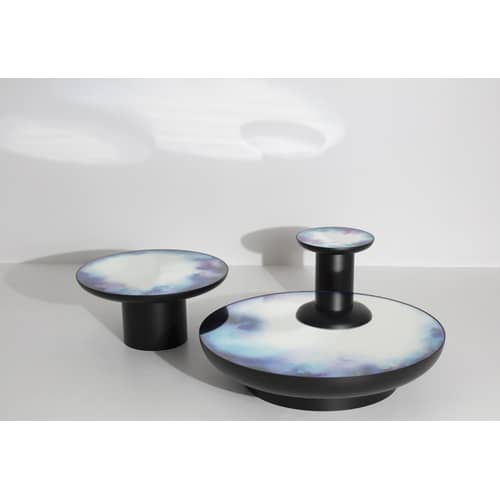 Table d\'appoint Francis métal verre noir miroir / Ø 40 x H 45 cm - Miroir - Petite Friture - Noir / Miroir coloré - Acier peint, Verre sécurit