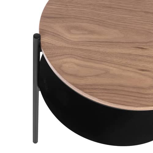 Table de chevet Tu bois marron / Ø 40 x H 52,5 cm - NOO.MA - Noyer - Acier, Placage de noyer