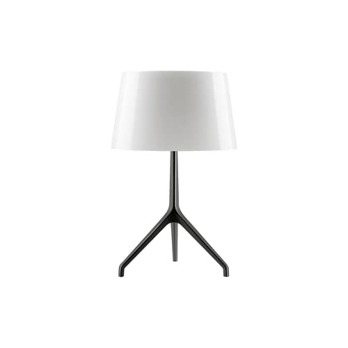 Lumière XXL Table lamp metal glass white black H 57 cm - Foscarini - White / Black chromed feet - Blown glass, Varnished aluminium