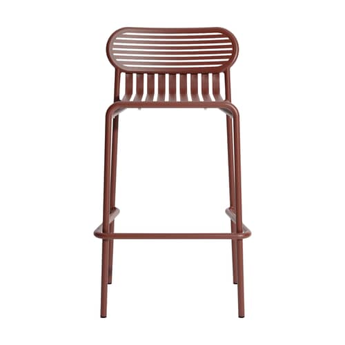 Tabouret de bar Week-end métal rouge / Aluminium - H 80 cm - Petite Friture - Rouge brun - Aluminium