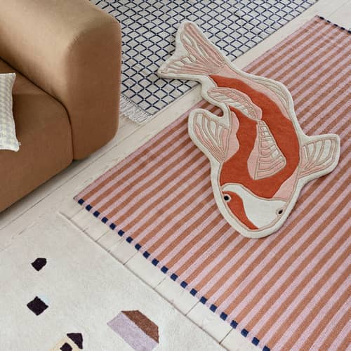 Tapis Koi / 130 x 97 cm - BROSTE COPENHAGEN - Orange - Coton, Laine