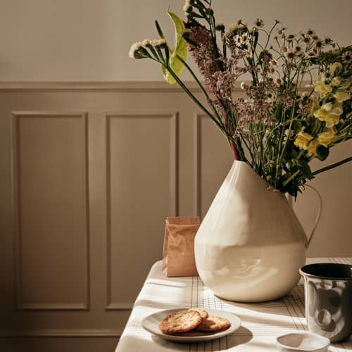 Vase Rosario métal beige / Fer émaillé - BROSTE COPENHAGEN - Crème - Fer émaillé