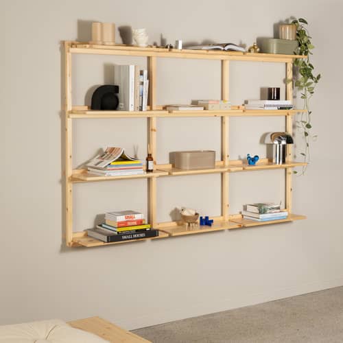 Groove Wall shelf natural wood / W 192 x H 127 cm - KARUP DESIGN - W 192 x H 127 cm / Pine - FSC-certified solid pine