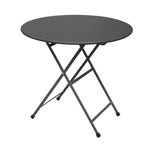 Arc en Ciel Foldable table metal grey Ø 80 cm - Emu - Grey - Varnished stainless steel