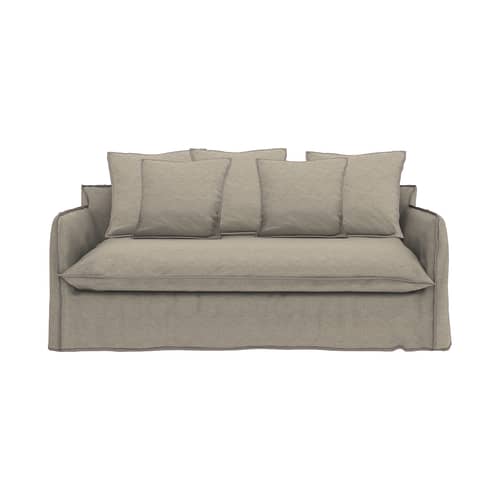 Canapé convertible Ghost 15 tissu gris / 2 places - L 200 cm - Gervasoni - Gris (tissu Trama Cumino) -  Plumes, Bois, Mousse polyuréthane, Tissu