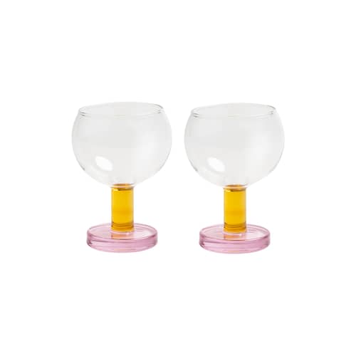 Bicchiere da vino Cantine vetro rosa / Set di 2 - & klevering - Rosa - Vetro borosilicato