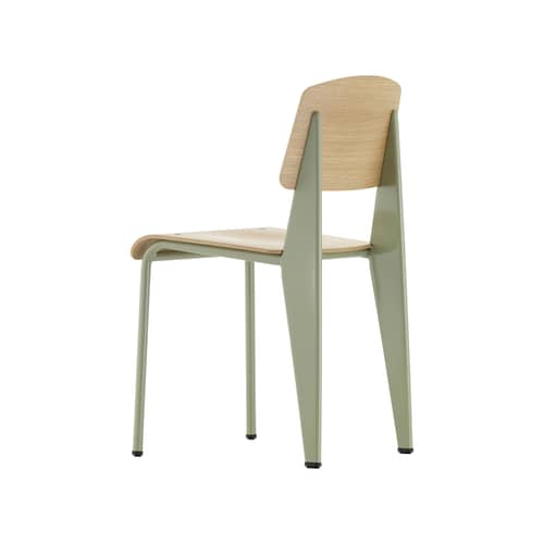 Standard Chair grey natural wood / Jean Prouvé, 1934 - Metal & wood - Vitra - Natural oak / Vermeer grey - Epoxy lacquered steel, Oak moulded plywood veneer