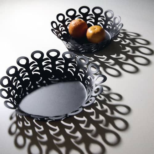 Corbeille Vimini métal noir Small / Ø 22 cm - Alessi - Noir - Acier
