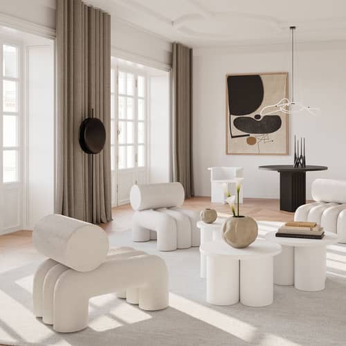 Couchtisch Big Foot corian weiß / Ø 65 x H 43 cm - 101 COPENHAGEN - Weiß - Faserbeton
